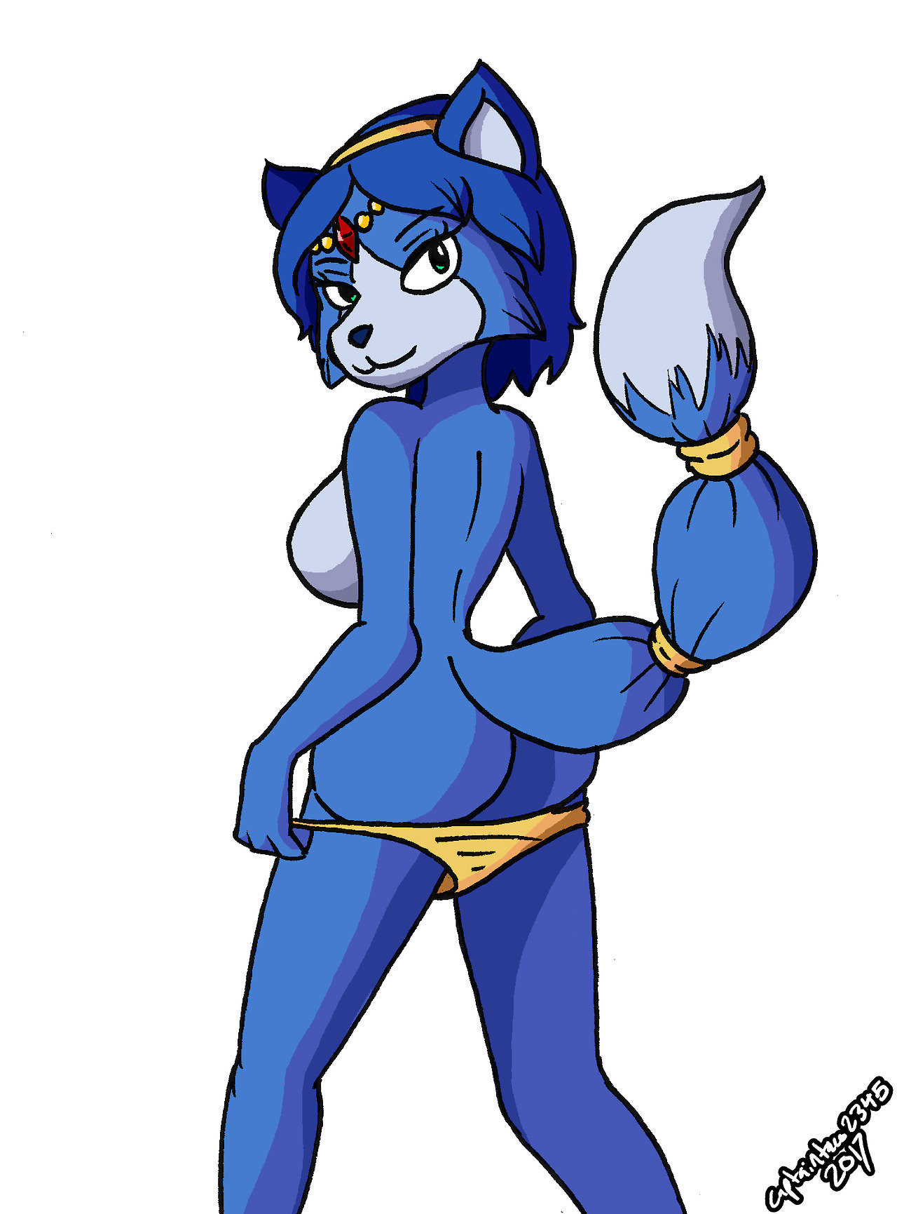 I did this portrait of Krystal from Star Fox, but I liked it so much I added a background.