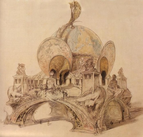 hideback: Alphonse Mucha (Czech, 1860-1939) Mucha’s proposal for re-decorating the base of the