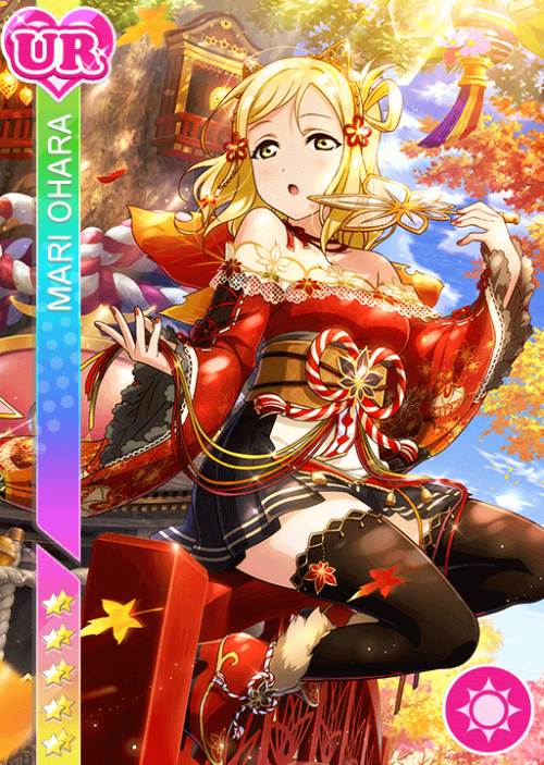 lovelive-news: [Aqours] Autumn Viewing Set [Part 2]Mari Ohara UR - Smile [Healer]Chika Takami SSR - 