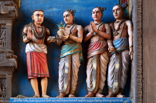 Guru and dikshitars, sculptures of nataraja Temple, Chidambaram, Tamil Nadu