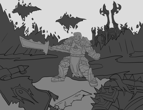 Another set of WIPs for another commission, of the client’s Arms Warrior at Sulfuron Spire! I’ll for