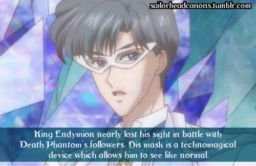 King Endymion nearly lost his sight in battle with Death Phantom’s followers. His mask is a te