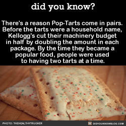 Did-You-Kno:  There’s A Reason Pop-Tarts Come In Pairs.  Before The Tarts Were