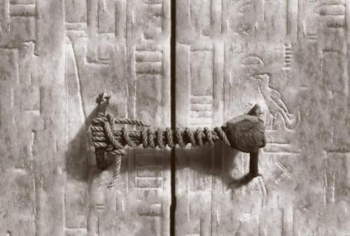 historicaltimes:The 3245 year old seal on Tutankhamen’s tomb before it was broken, 1922. via reddit