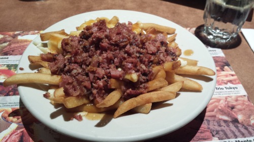 Smoked meat poutine from Deli Chenoy’s in Montreal. 