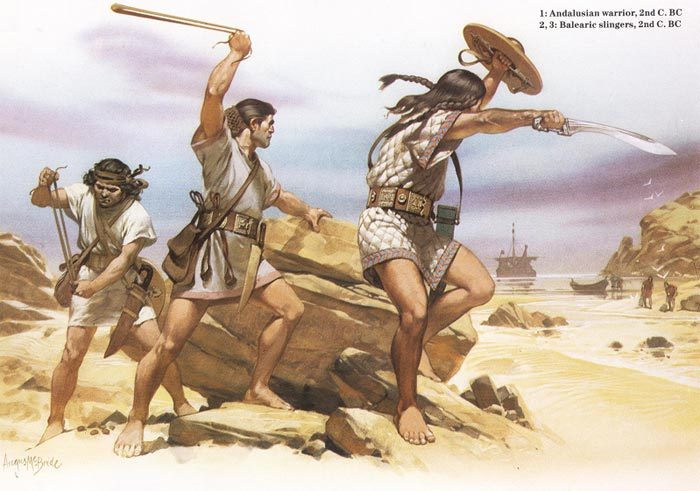 Celtic warriors from northwestern and northern Iberia. A: with spears