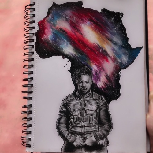 aaaand Killmonger is done, added the map of Africa in the background.