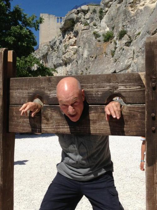 consultingmoosecaptain:  profanefame:  catsnorfle:  Photos of Patrick Stewart doing things. (All photos: @SirPatStew)  This human exists, and for that, my life is better.  This is a grown ass man   I saved a bunch of these to my phone and just text them