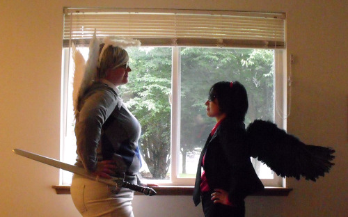 lifath:Me as Crowley and my friend and coworker (howlsmovinglauren12) as Aziraphale.We showed up to 