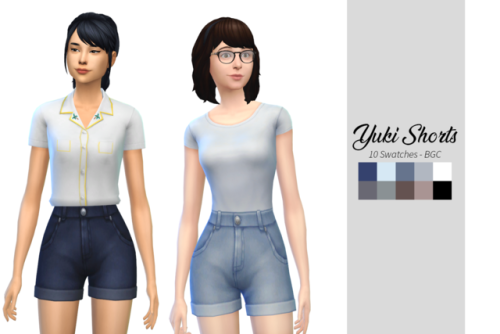 theweebsimmer: Yuki Shorts Some denim high-wasted denim shorts. They come in 10 swatches. Hope you l