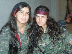 bijikurdistan:  the Famous Kurdish Female YPG Fighter Ceylan Ozalp with a Comrade. 