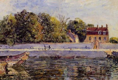 Saint Mammes House on the Canal du Loing, 1885, Alfred SisleyMedium: oil,canvas