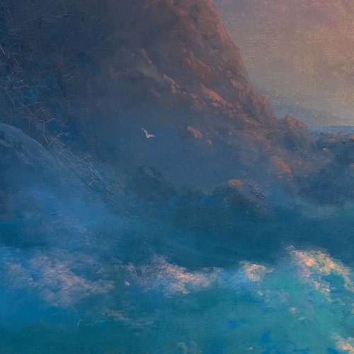 marinepaintings: Details: Ivan Aivazovsky – View of a steep, rocky coast and a rough sea at su