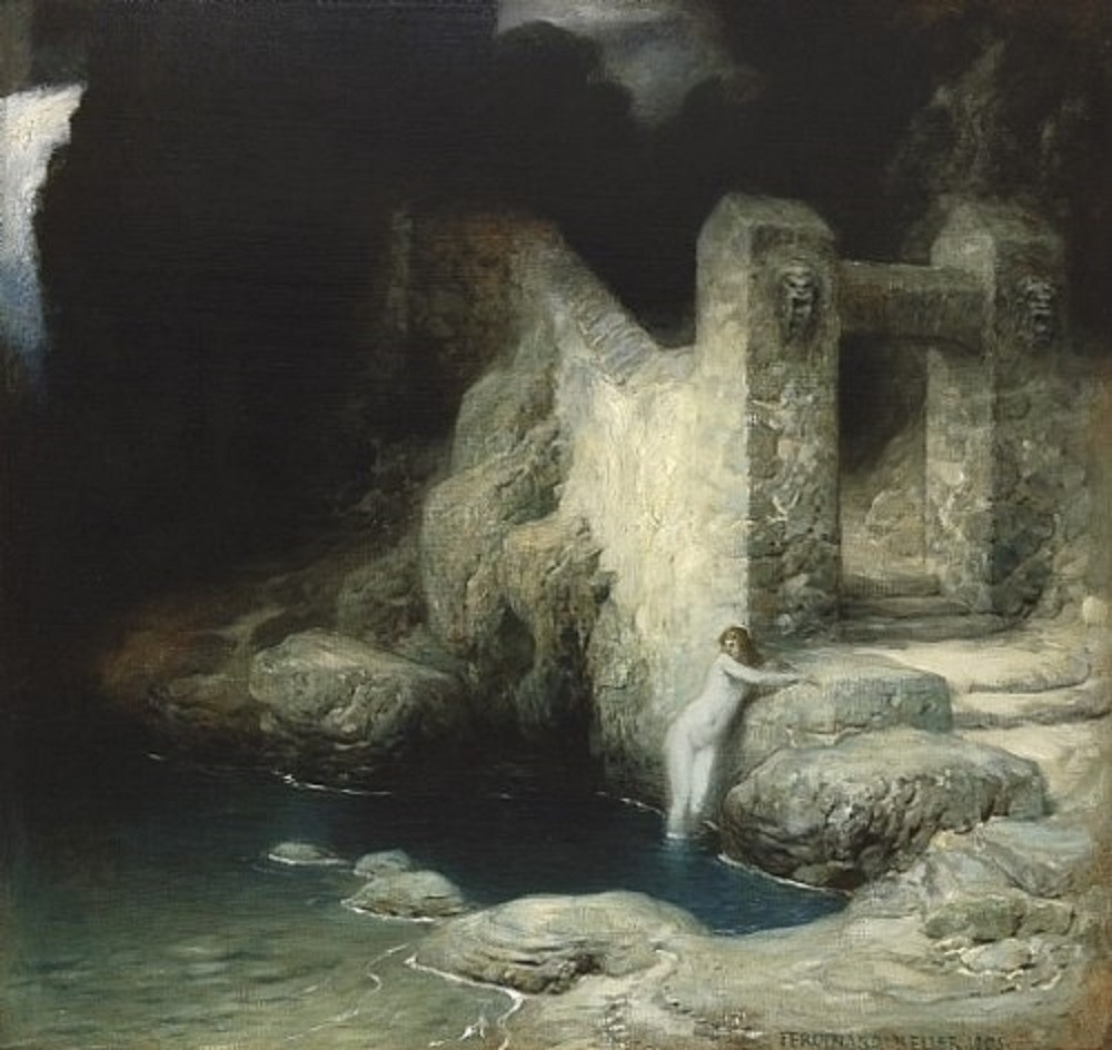 silenceforthesoul:    Ferdinand Keller - Nymphe an der Quelle,  ca. 1905 