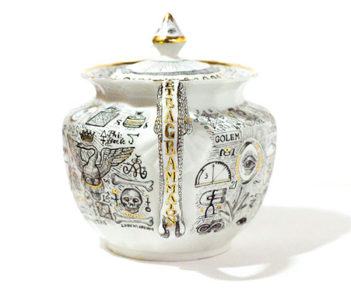 oldladycallowaysghost:“Alchemy porcelain ‘ by Darya KuznetsovaHand made, witchy teapot, cups and sau