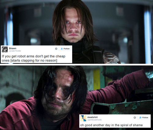 livebloggingmydescentintomadness:tweet meme: bucky barnes edition