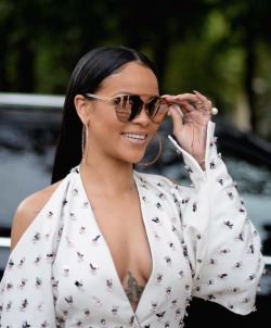 rihennalately:  Rihanna arriving for the unveiling of Maria Grazia Chiuri’s first-ever women’s collection as artistic director for Dior at PFW SS17