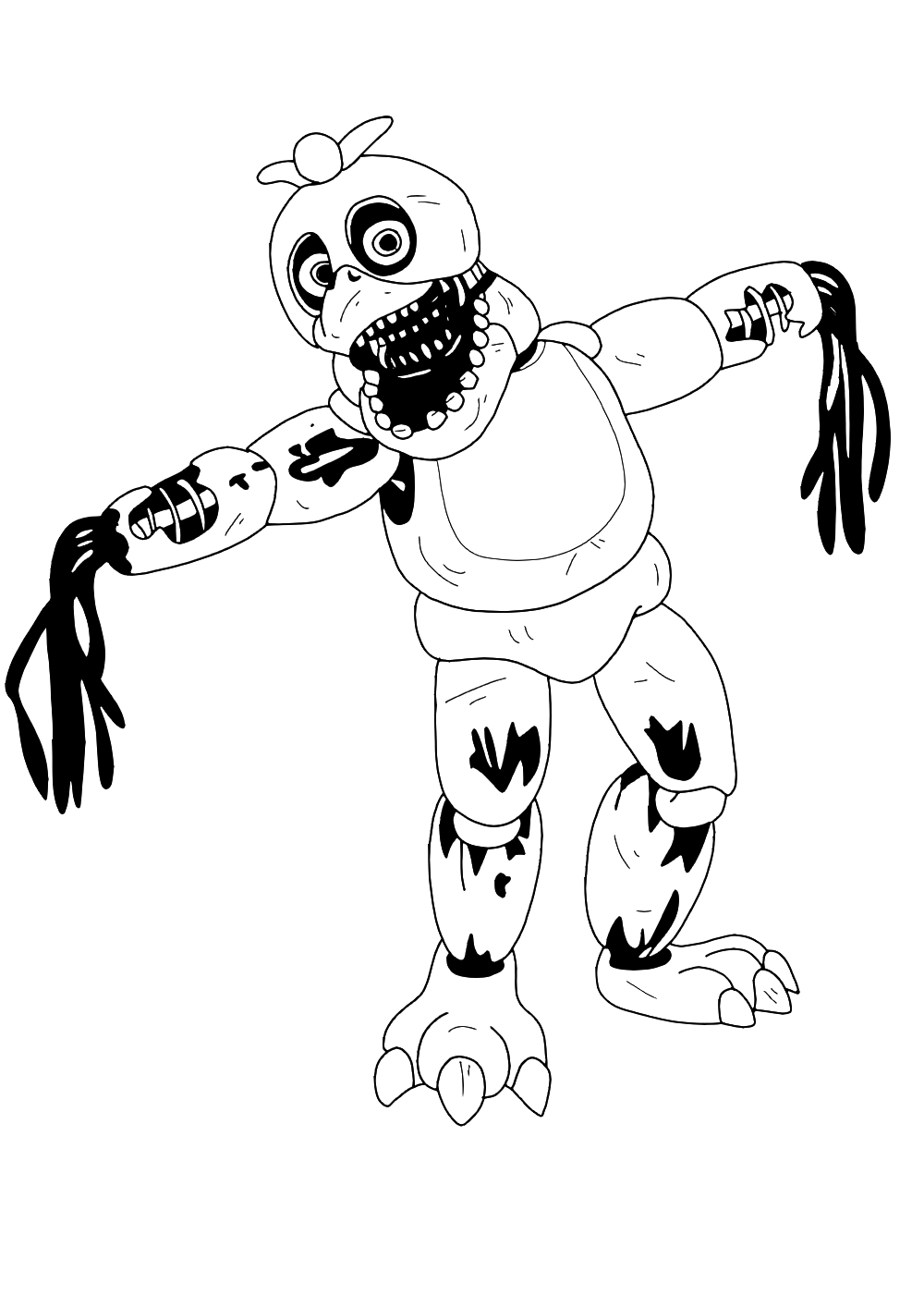 Withered Chica FNAF Coloring Page