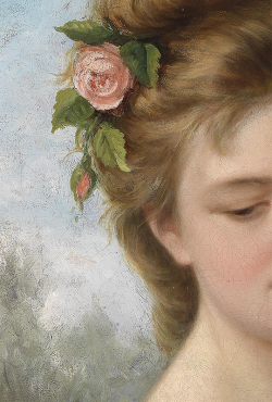 inividia:Beauty with roses (detail) 1877 T. Mazzoni,
