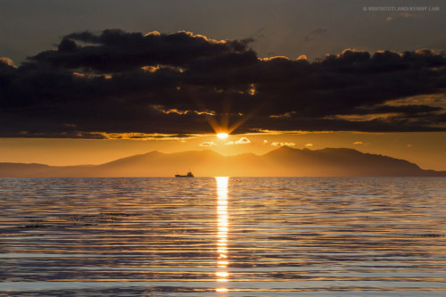 Sunset over the Isle of Arran viewed from Ayr beach