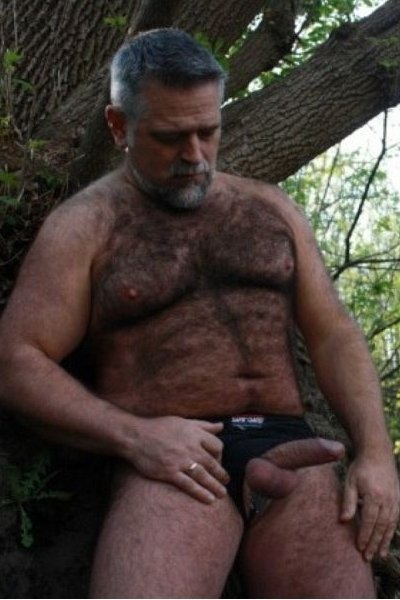 XXX hairy dad outdoors photo