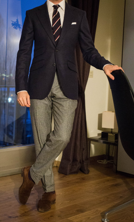 Sport coat, part of a suit by Husbands Paris MTM trousers by Gambler Bespoke shirt by Courtot Tie by