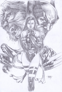 super-hero-center:  Psylocke, Sabertooth and Wolverine by edtadeo 