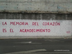 accionpoeticaamerica:  LA MEMORIA DEL CORAZÓN ES EL AGRADECIMIENTO ACCIÓN POÉTICA   AV. VILLAGRAN, MTY. N.L.Síguenos en: 	 		Messenger: https://m.me/accion.poetica.muros 			Frenys: http://frenys.com/accionPoetica/ 			Twitter: @accionpoetica0k 			Facebook: