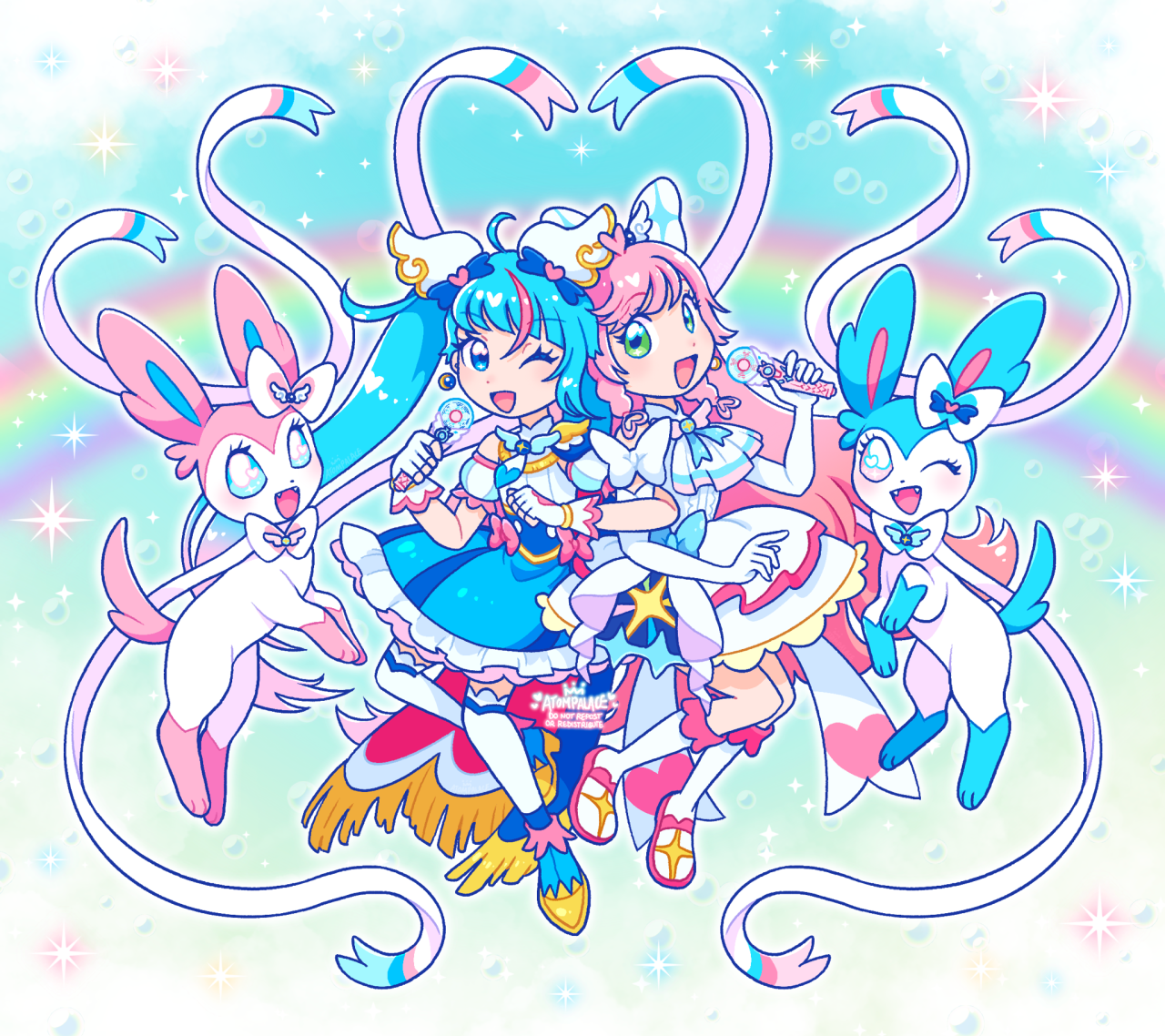 Mahou Furbies — hirogaru sky precure & sylveons! 🌈💙🎀🫧✨