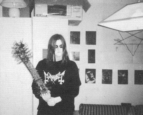 BURZUM - Count Grishnackh/Varg Vikernes in 1991-1992 ca. at Helvete shop.