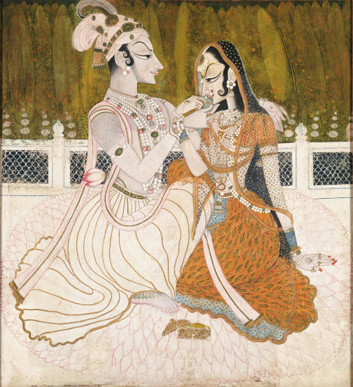 Krishna and Radha, a Rajput painting in the Kishangarh style,c. 1750