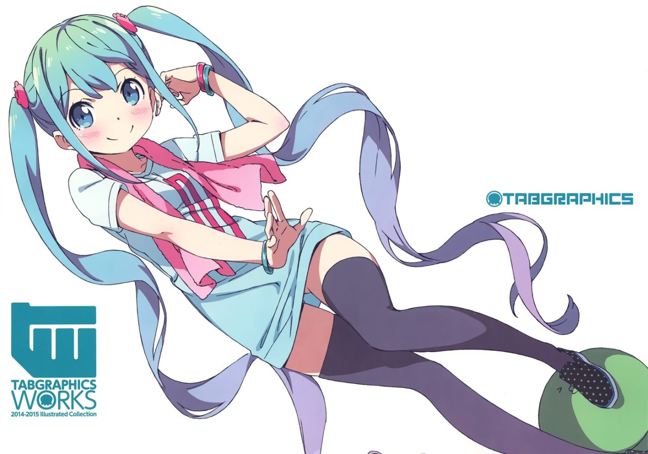 tabgraphics、かんざきひろ、高解像度、非常に高い解像度、バングル、ボトムレス、ロングヘア、ツインテール、ブレスレット、サイハイソックス、white