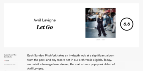 997: isitbetterthanemotion: Is it better than E•MO•TION?: Avril Lavigne: Let Go Pitchfork 