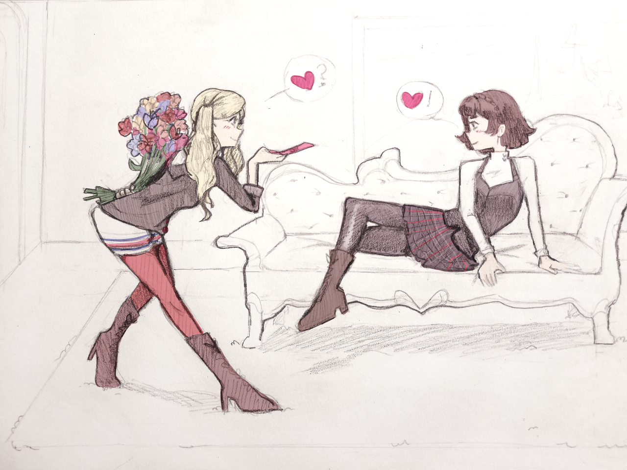 meivix:  some straight up uhh valentines makoann that i did for my gesture drawing