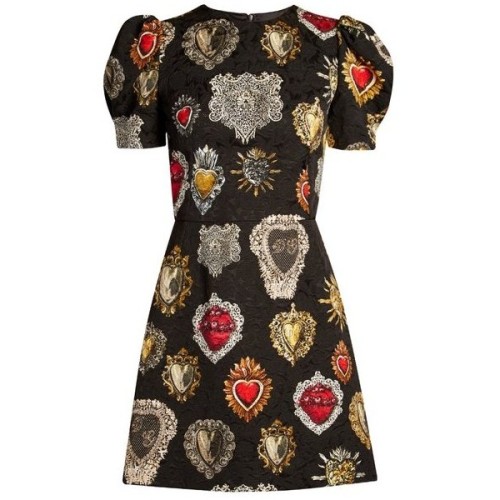 Dolce &amp; Gabbana Heart-print puff-sleeved mini dress ❤ liked on Polyvore (see more puffy slee