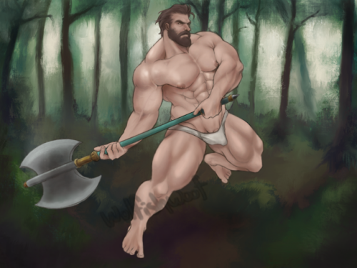 wolfishwoof: Original character named Lucas. His name means sacred grove. He wields a double headed