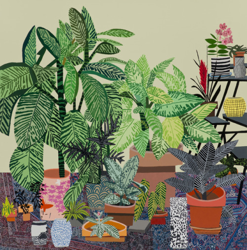thunderstruck9: Jonas Wood (American, b. 1977), Blue Rug Still Life, 2014. Oil and acrylic on canvas