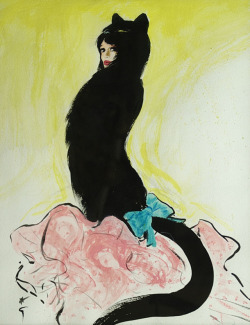 huariqueje: The  Puma Woman  -  René Gruau ,1980. Italian-French 1909-2004  Gouache paint on paper  , 43 x 35 cm 