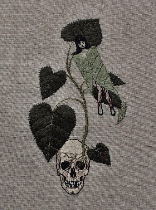 crossconnectmag: Dark and Delicate Hand Embroidered Piece by Adipocere Adipocere is an Australian ar