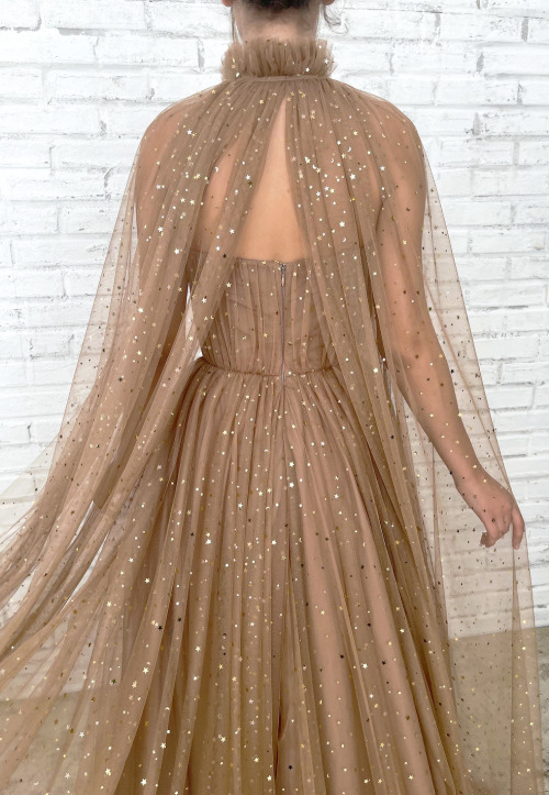 Teuta Matoshi ‘Starry Mocha’ Cape Gown