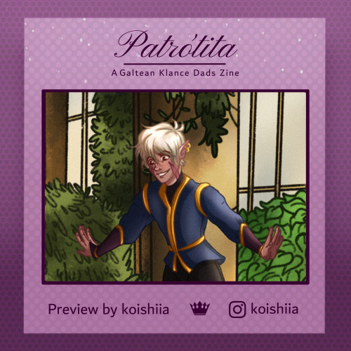 Presenting the twenty-fifth preview for Patrótita, a Galtean Klance dads zine, for an art pie