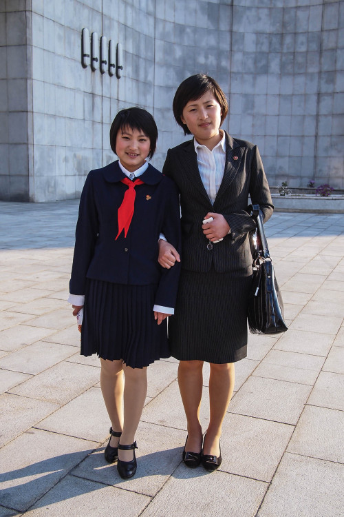 Korean girl and Korean lady Pyongyang, DPRK 2013