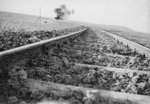 ouphrontis:Photo taken by T.E. Lawrence of a rail line near Deraa being blown up.Courtesy of the Imp