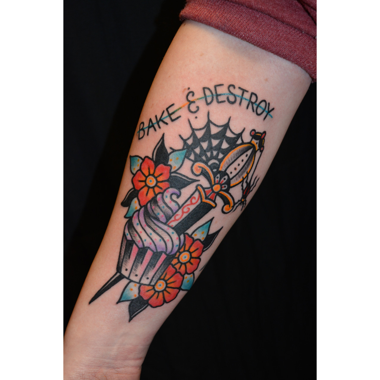 fuckyeahtattoos:  Bake And Destroy Tattoo  Done by : Taylor Weed  Brass Rose Tattoo.