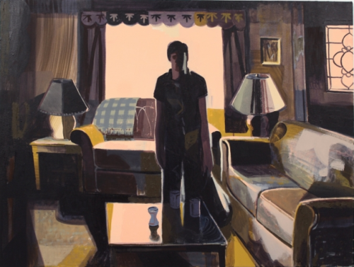 Matt Bollinger, Before Work, 2017.Flashe and acrylic on canvas, 27.5 x 36 inches