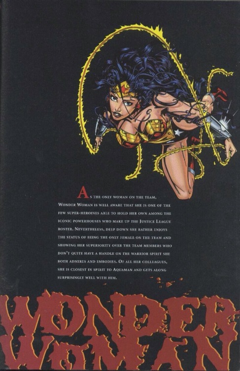 ungoliantschilde:  the Seven Core members of the JLA’s Character Bios, with artwork by Howard Porter and John Dell.