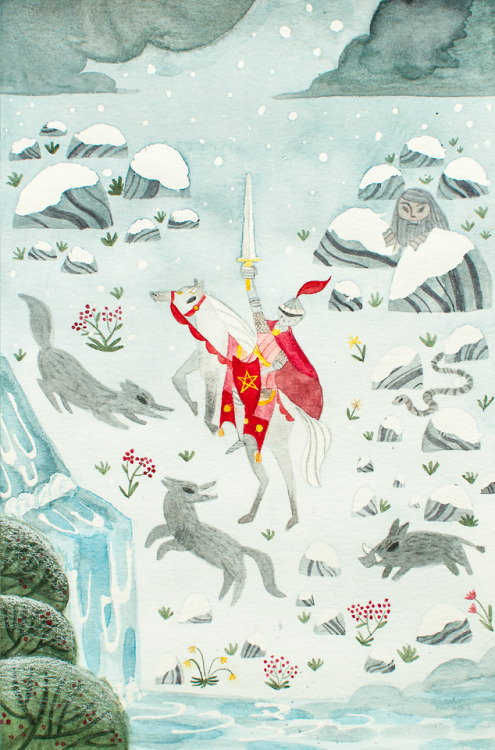 A new series of paintings I’m working on, based on the medieval romance, “Sir Gawain and