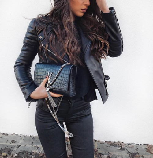 XXX thechic-fashionista:Black Leather Jacket»  photo