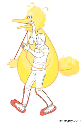 lovemovement:  Just in case you were wondering how the big bird suit works