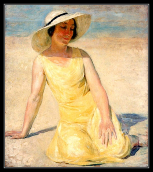Émile Delobre (1873-1956) - Robe jaune et chapeau blanc (1929)